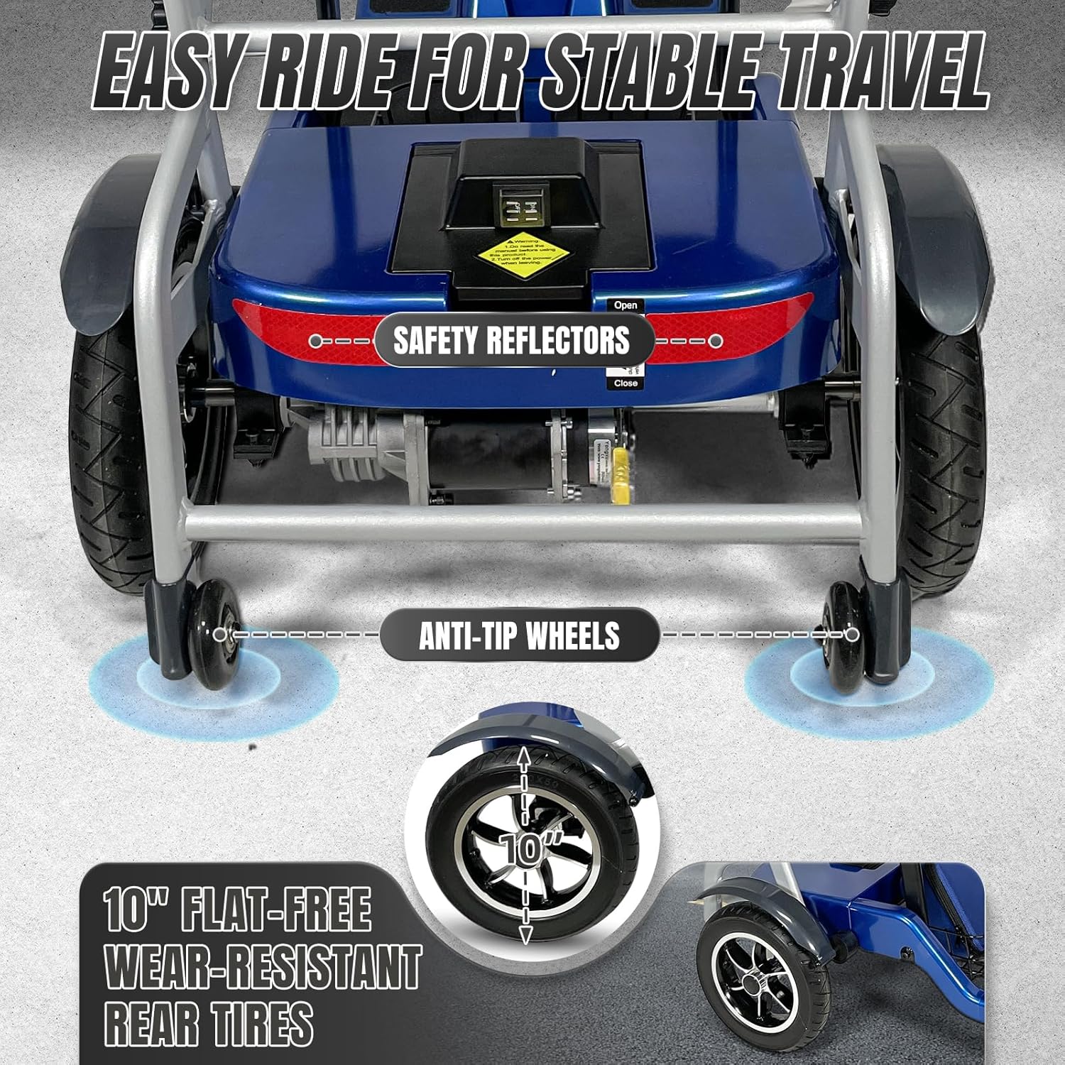 R3b-Mobility Scooters for Seniors Adults Ultra Lightweight Electric Powered Folding 4 Wheel Mobility Scooter with Headlight Cup Holder, Compact & Convenient for Travel Airline Approved, Blue