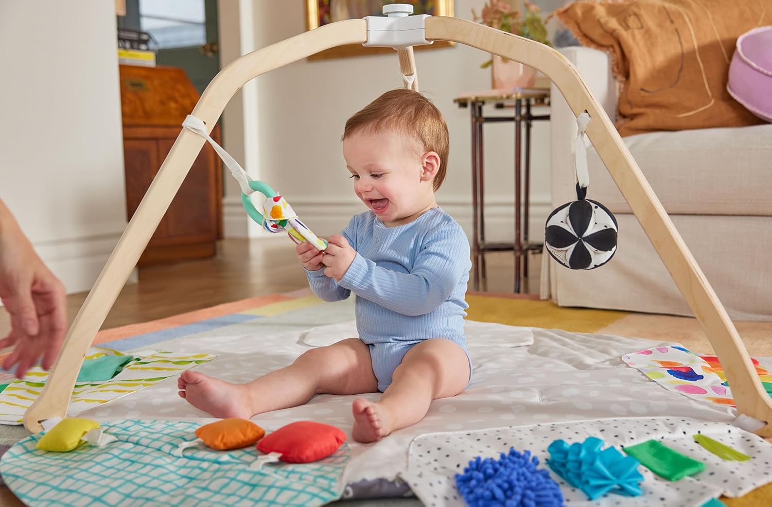 The Play Gym and Sensory Strands Bundle by Lovevery, Stage-Based Developmental Activity Gym for a Whole Year of Play Baby to Toddler Including Play Guide, Ages 0+ Months