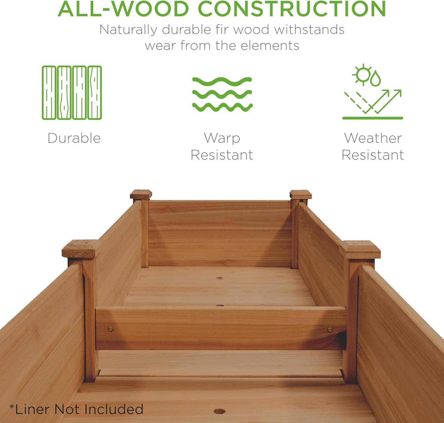 Best Choice Products 72x23x30in Raised Garden Bed, Elevated Wood Planter Box Stand for Backyard, Patio, Balcony w/Divider Panel, 6 Legs, 300lb Capacity - Natural