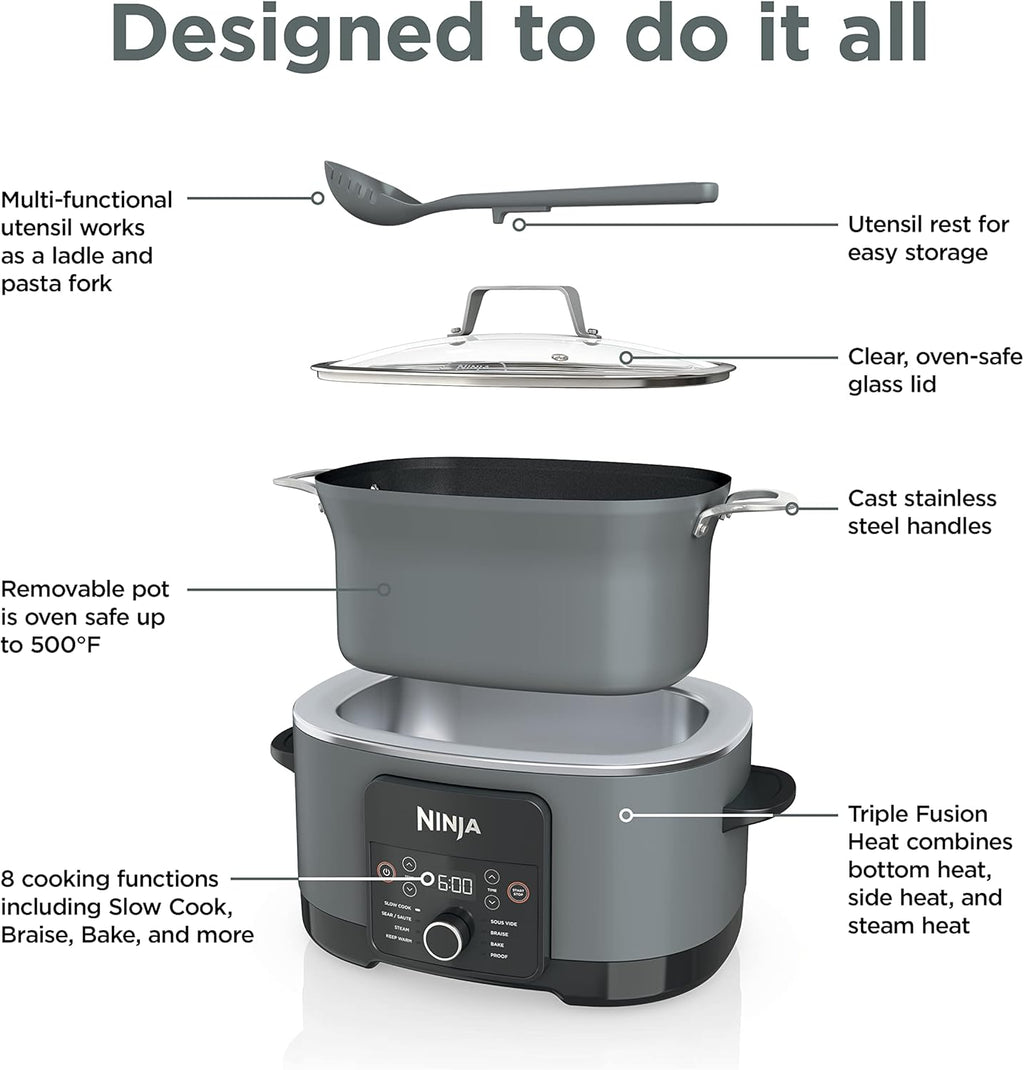 Ninja MC1101 Foodi Everyday Possible Cooker Pro, 8-in-1 Versatility, 6.5 QT, One-Pot Cooking, Replaces 10 Cooking Tools, Faster Cooking, Family-Sized Capacity, Adjustable Temp Control, Midnight Blue