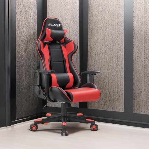 Homall Gaming Chair, Office Chair High Back Computer Chair Leather Desk Chair Racing Executive Ergonomic Adjustable Swivel Task Chair with Headrest and Lumbar Support (Dark Black)