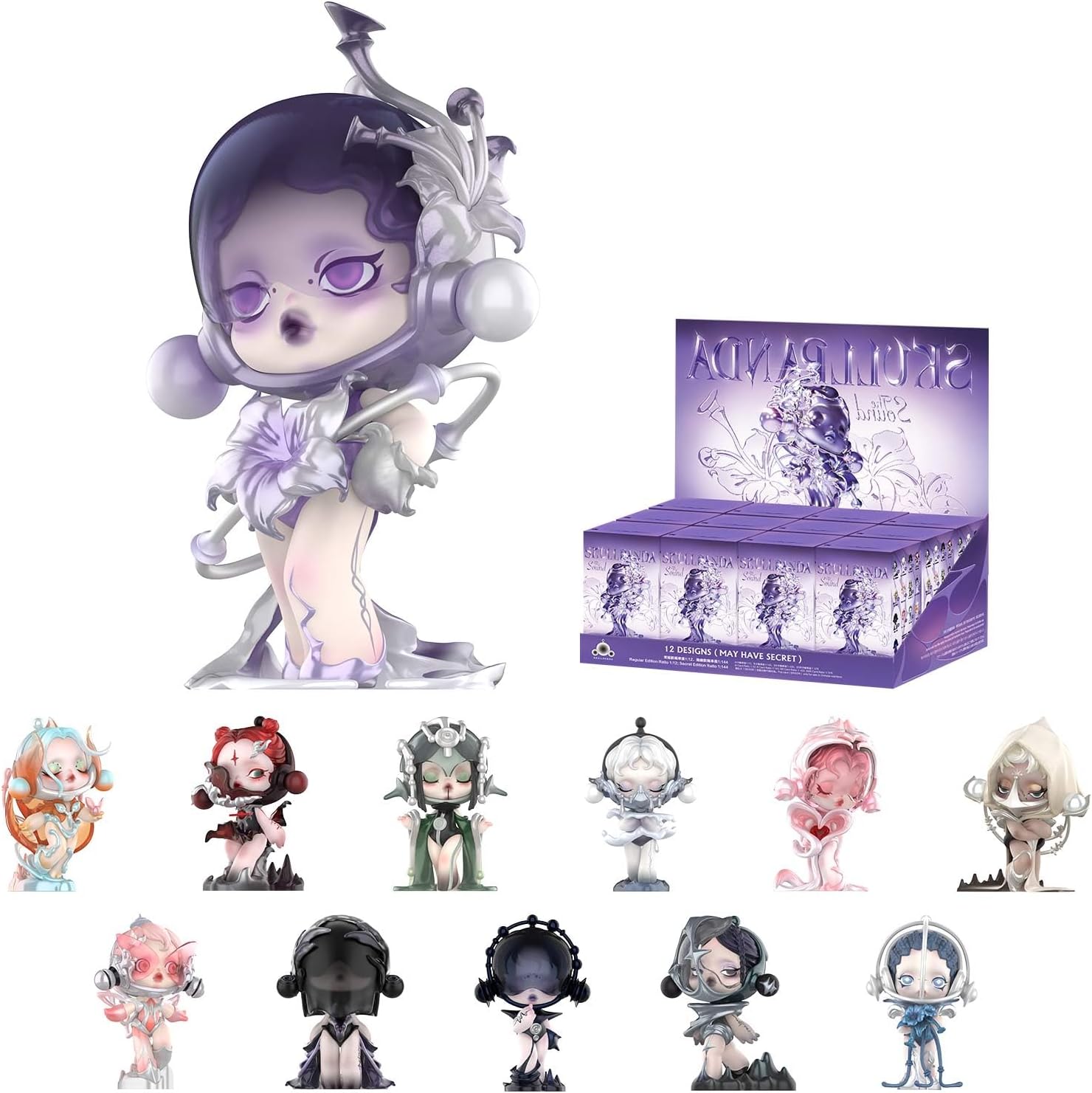 POP MART SKULLPANDA The Sound Series Figures, 12PCs SKULLPANDA Blind Box Figures, Random Design Action Figures Collectible Toys Home Decorations, Holiday Birthday Gifts, Whole Set