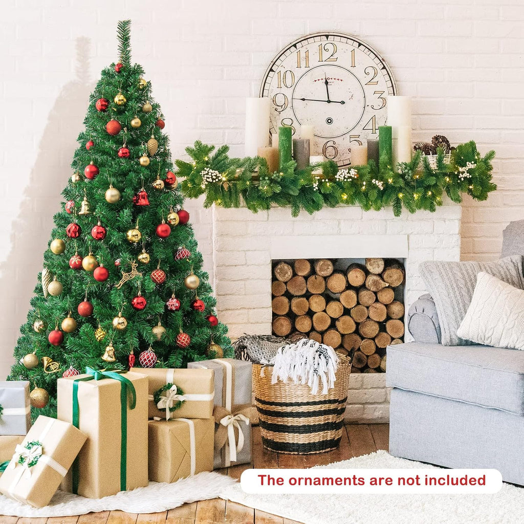 Goplus 7ft Artificial White Christmas Tree Xmas Pine Tree with Solid Metal Legs Perfect for Indoor and Outdoor Holiday Decoration