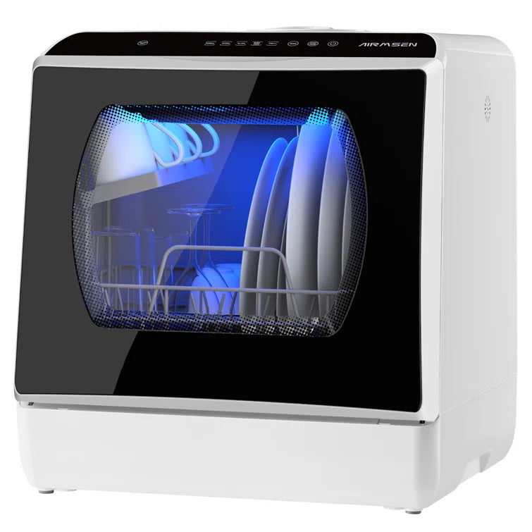AIRMSEN 16.8" 50 dBA Portable Countertop Dishwasher with 5L Built-in Water Tank