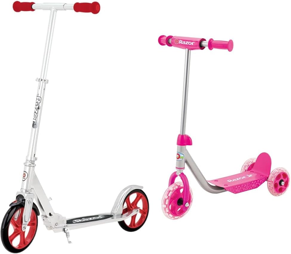 Razor A5 Lux Kick Scooter for Kids Ages 8+ - 8" Urethane Wheels, Anodized Finish Featuring Bold Colors and Graphics, for Riders up to 220 lbs