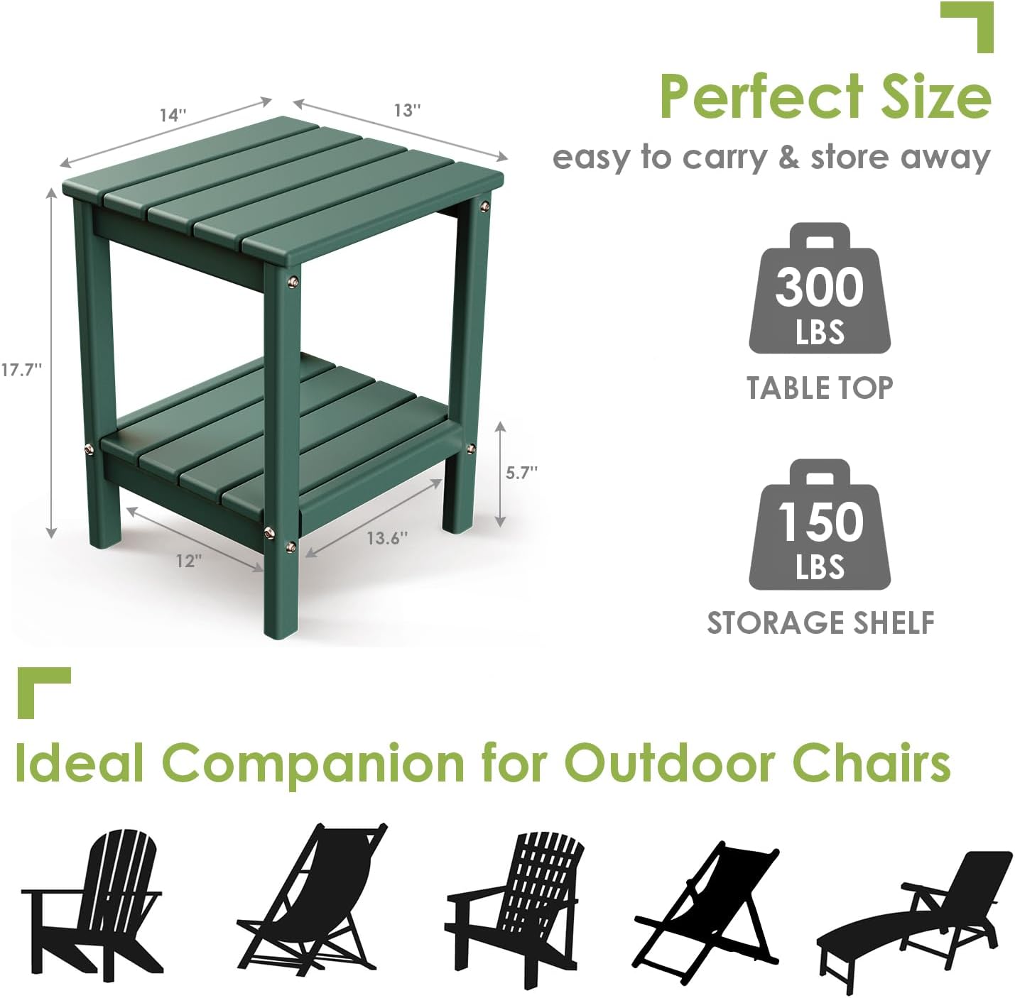 GREENVINES Outdoor Rocking Chairs | Set of 2 | Porch Rocker | HDPE Plastic | Black | Oversized Rockers | High Back | Big & Tall | Ladder Back | for Patio Outside Backyard Balcony Garden