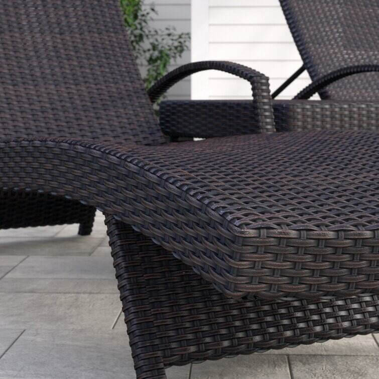 All Weather Wicker Chaise Lounge Set with Table