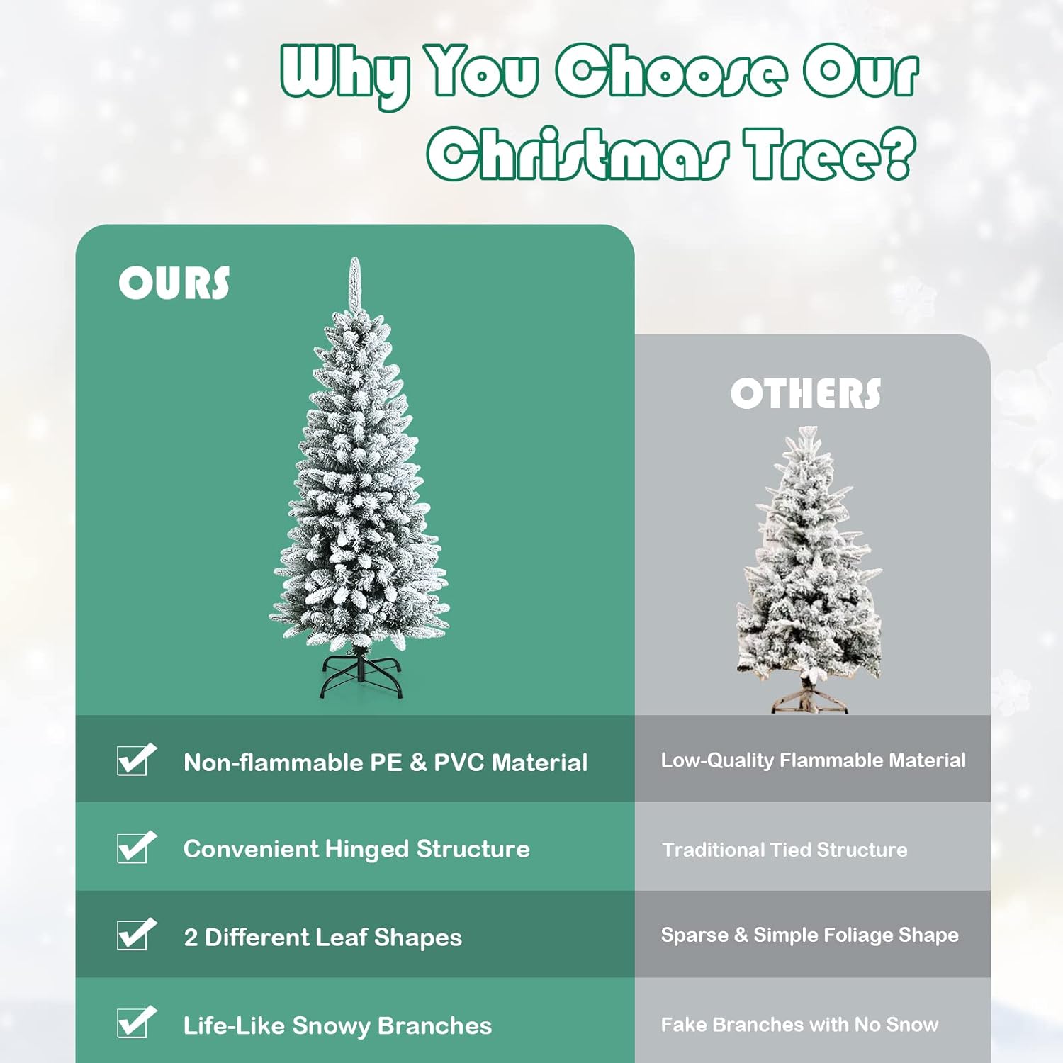 Goplus 7ft Artificial White Christmas Tree Xmas Pine Tree with Solid Metal Legs Perfect for Indoor and Outdoor Holiday Decoration