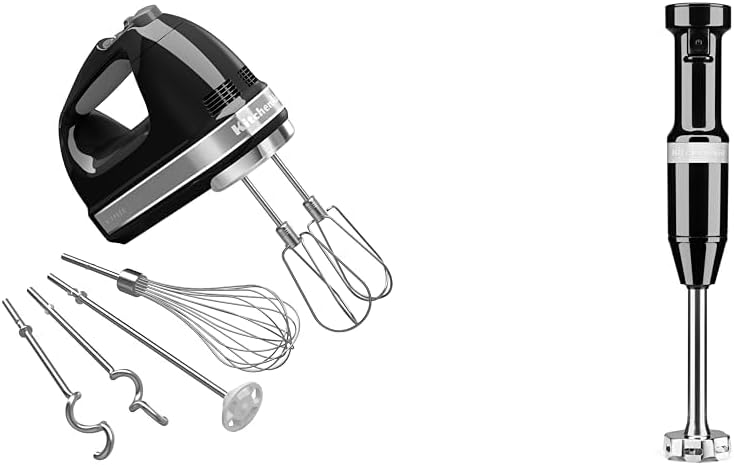 KitchenAid 9-Speed Hand Mixer with Turbo Beater II Accessories and 5 Cup Food Chopper - White