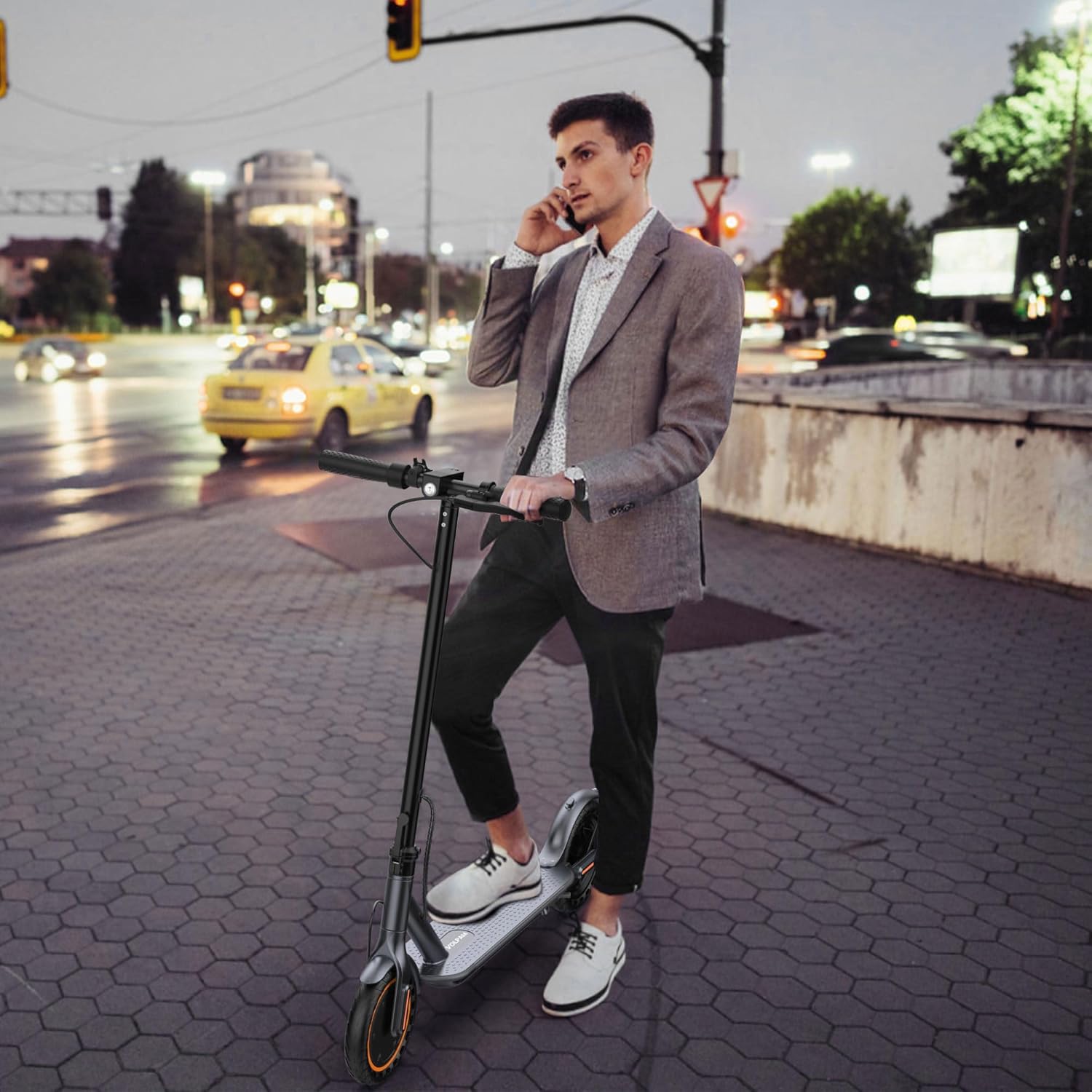 Electric Scooter 8.5" Solid Tires 350W Motor 10.5Ah Battery Up to 23 Miles Range 19 Mph Speed Portable Folding Commuting Scooter Double Braking System, Max Load 264Ibs