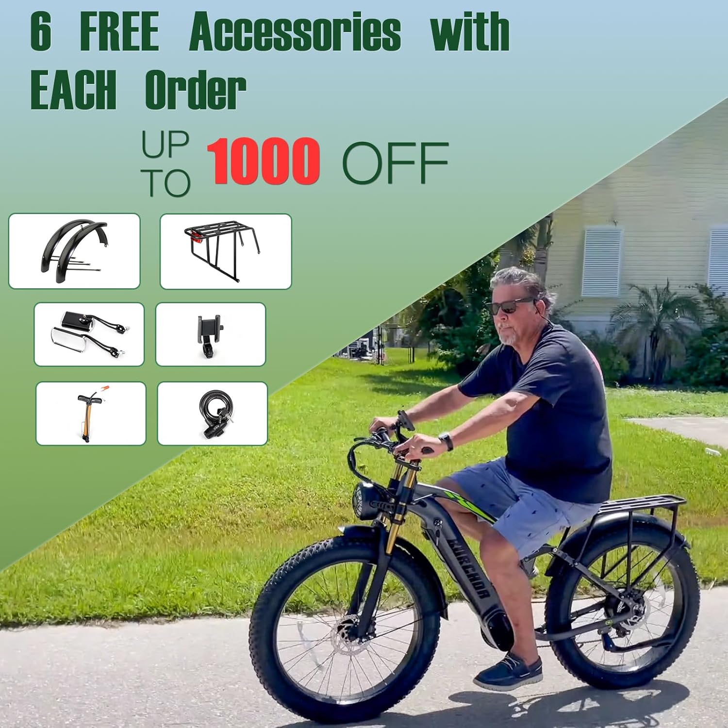 Dual Motor 2000W/1000W Electric Bike for Adult 48V 30AH/20Ah Removable Battery Up to &120 Miles Long Range 26"Fat Tire Off Road Mountain Full Suspension Electric Bicycle,Adjustable Stem,UL Certified
