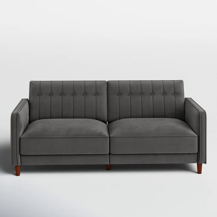 Perdue 81.5" Velvet Square Arm Convertible Sofa