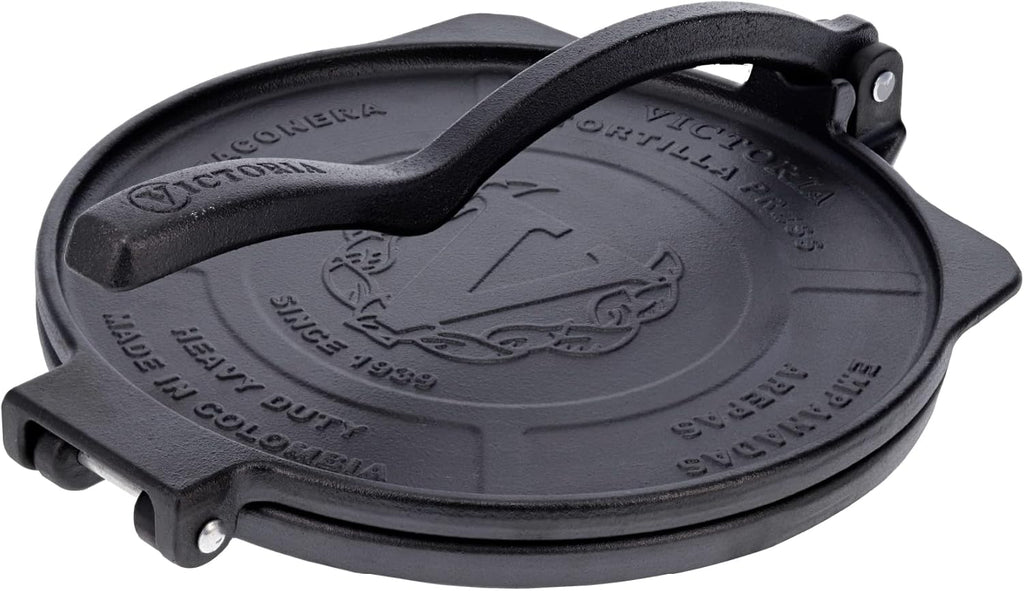 Victoria 10-Inch Commercial-Grade Cast-Iron Tortilla Press, Made from Super-Durable HD Iron, Made in Colombia