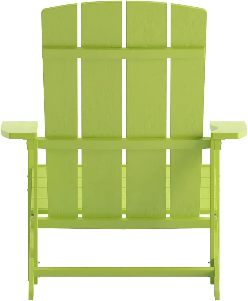 Flash Furniture Charlestown Commercial Grade Indoor/Outdoor Adirondack Chair, Weather Resistant Durable Poly Resin Deck and Patio Seating, Green