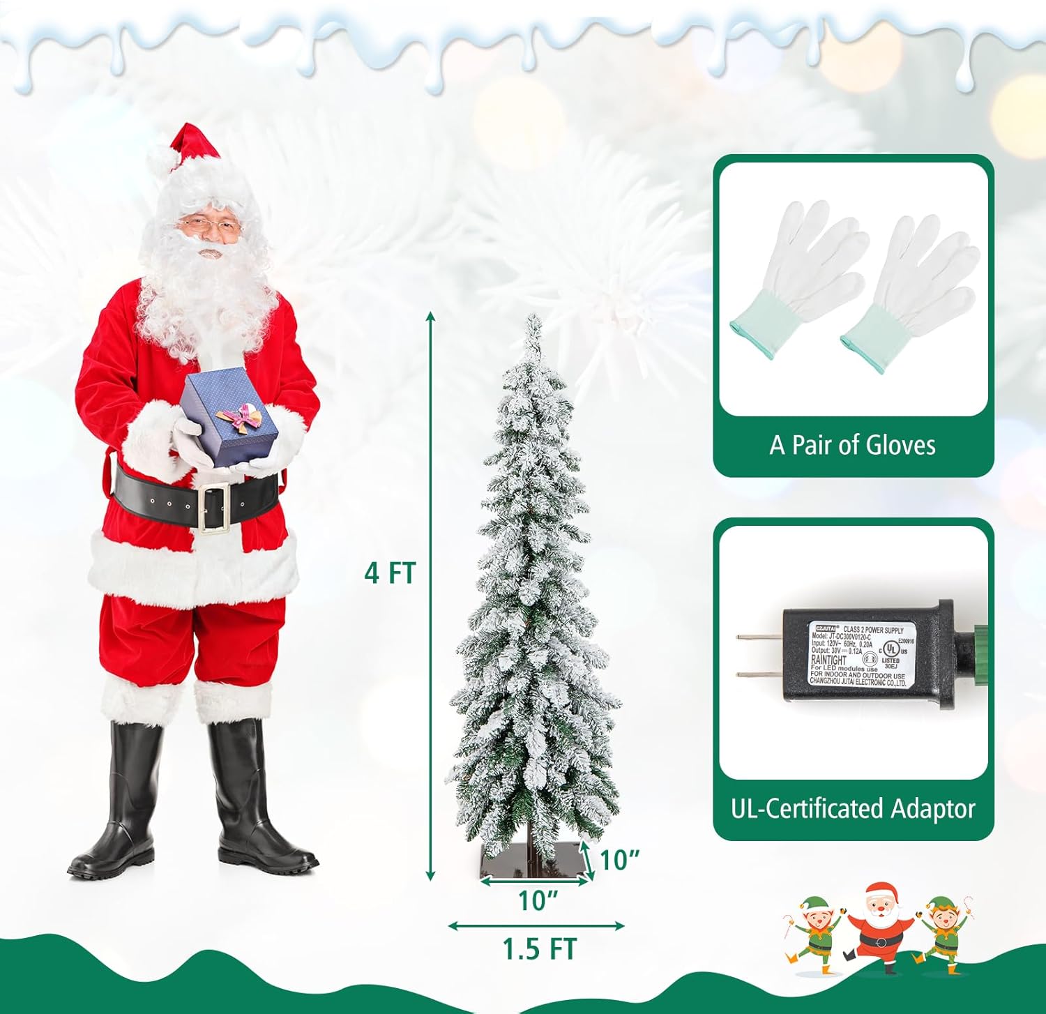 Goplus 7ft Artificial White Christmas Tree Xmas Pine Tree with Solid Metal Legs Perfect for Indoor and Outdoor Holiday Decoration