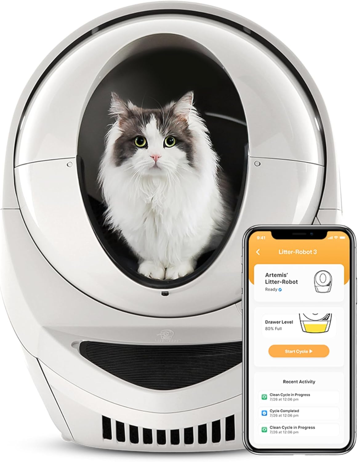 Litter-Robot 3 by Whisker, Beige - Automatic, Self-Cleaning Cat Litter Box, Helps Reduce Litter Box Odors, Works with Almost Any Clumping Litter, WhiskerCare 1-Year Warranty