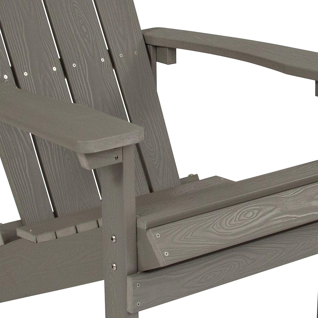 Flash Furniture Charlestown Commercial Grade Indoor/Outdoor Adirondack Chair, Weather Resistant Durable Poly Resin Deck and Patio Seating, Green