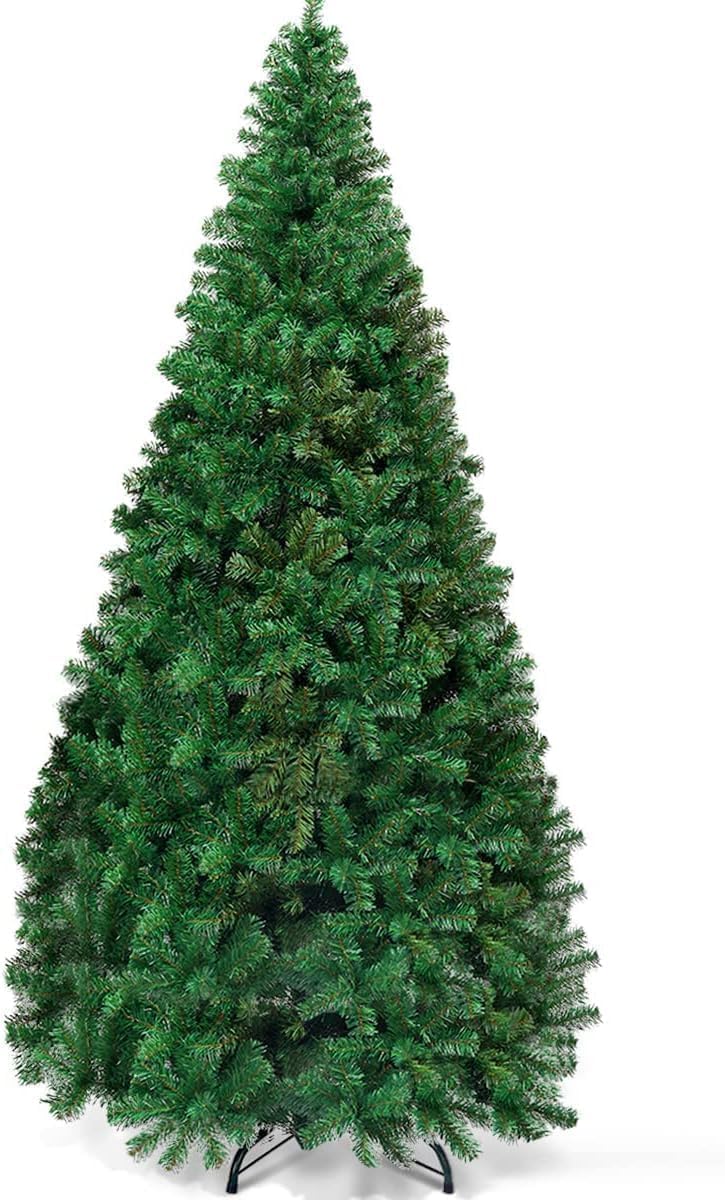 Goplus 7ft Artificial White Christmas Tree Xmas Pine Tree with Solid Metal Legs Perfect for Indoor and Outdoor Holiday Decoration