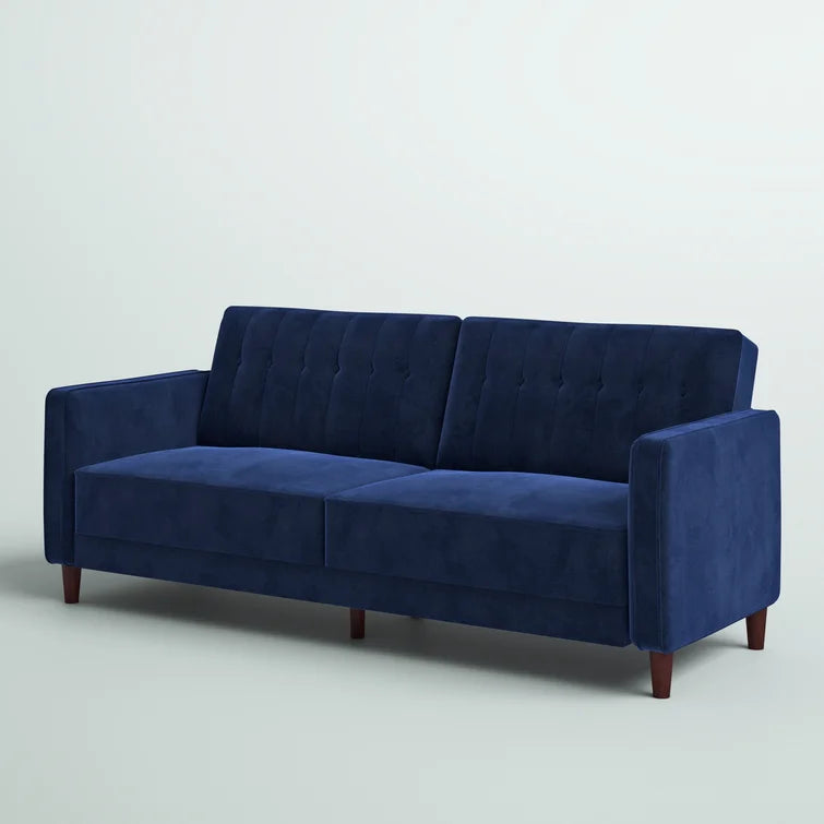 Perdue 81.5" Velvet Square Arm Convertible Sofa