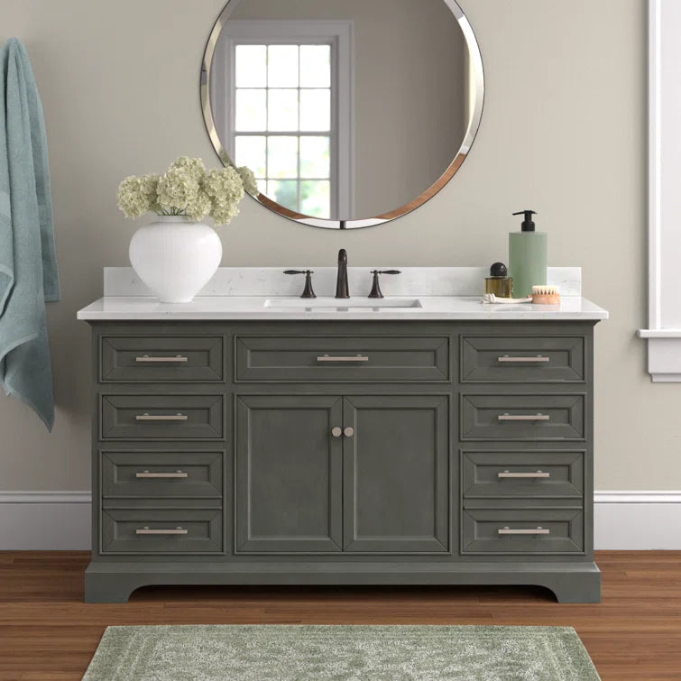 Annaline 60'' Single Bathroom Vanity with Engineered Stone Top