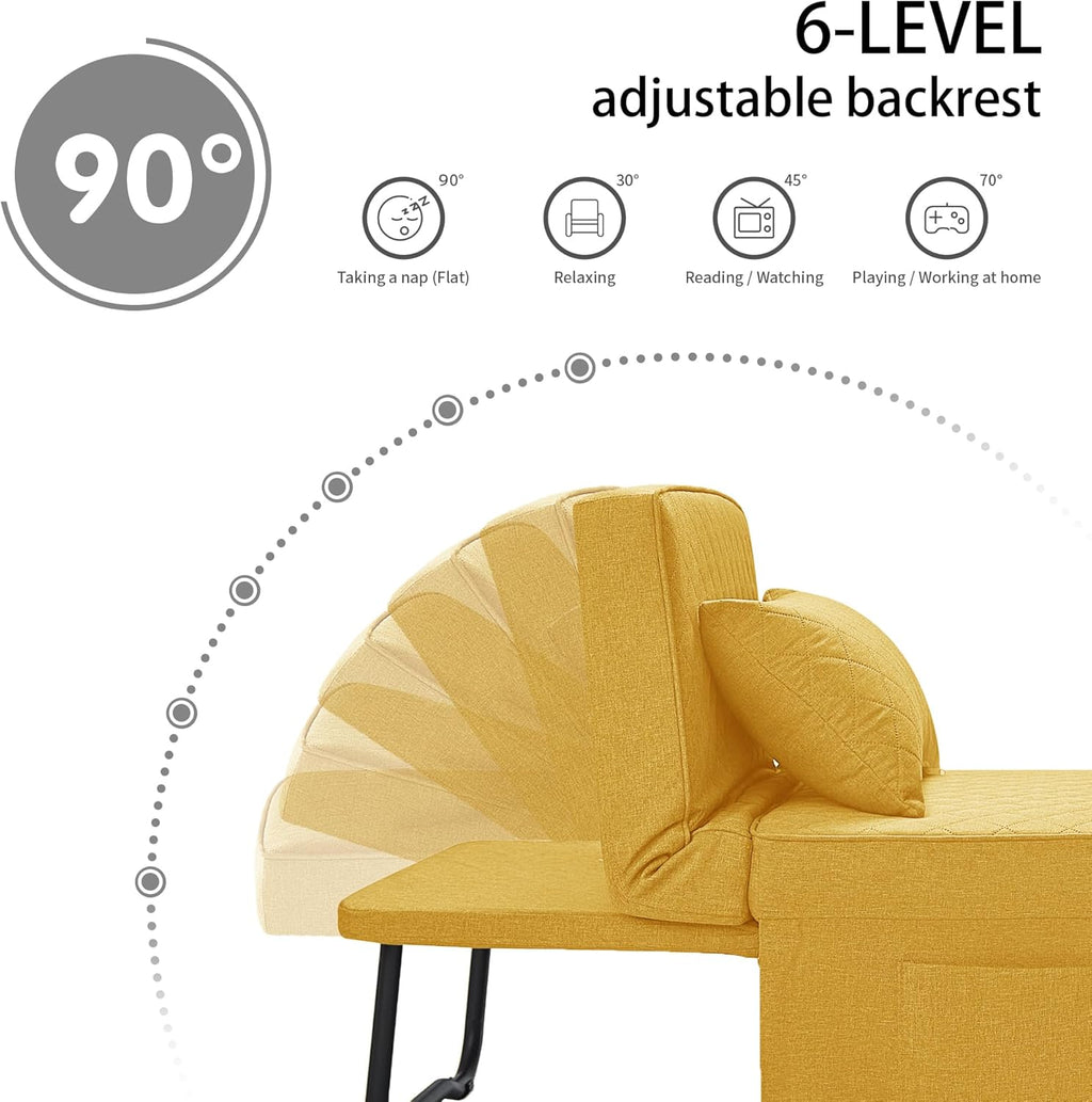Sofa Bed, 4 in 1 Multi-Function Folding Ottoman Breathable Linen Couch Bed with Adjustable Backrest Modern Convertible Chair for Living Room Apartment Office