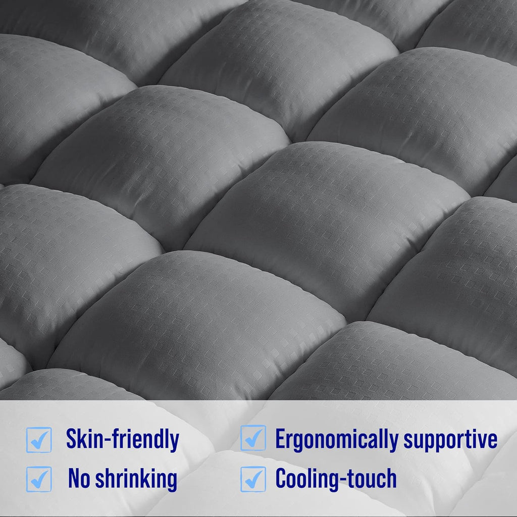 Extra Thick Mattress Topper, Down Alternative Overfill Plush Mattress Pad Cover Topper, Cooling Pillow Top with 8-21Inch Deep Pocket