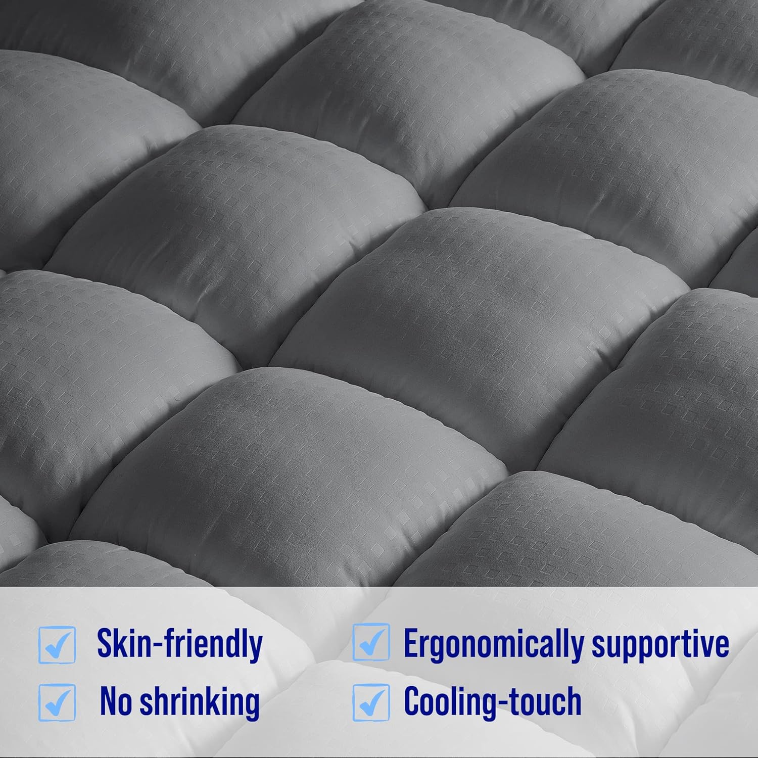 Extra Thick Mattress Topper, Down Alternative Overfill Plush Mattress Pad Cover Topper, Cooling Pillow Top with 8-21Inch Deep Pocket