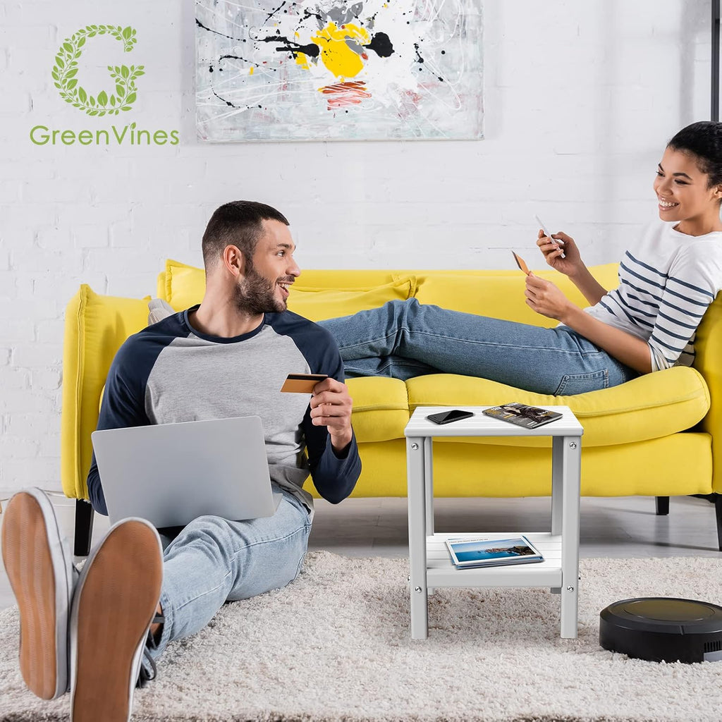 GREENVINES Outdoor Rocking Chairs | Set of 2 | Porch Rocker | HDPE Plastic | Black | Oversized Rockers | High Back | Big & Tall | Ladder Back | for Patio Outside Backyard Balcony Garden