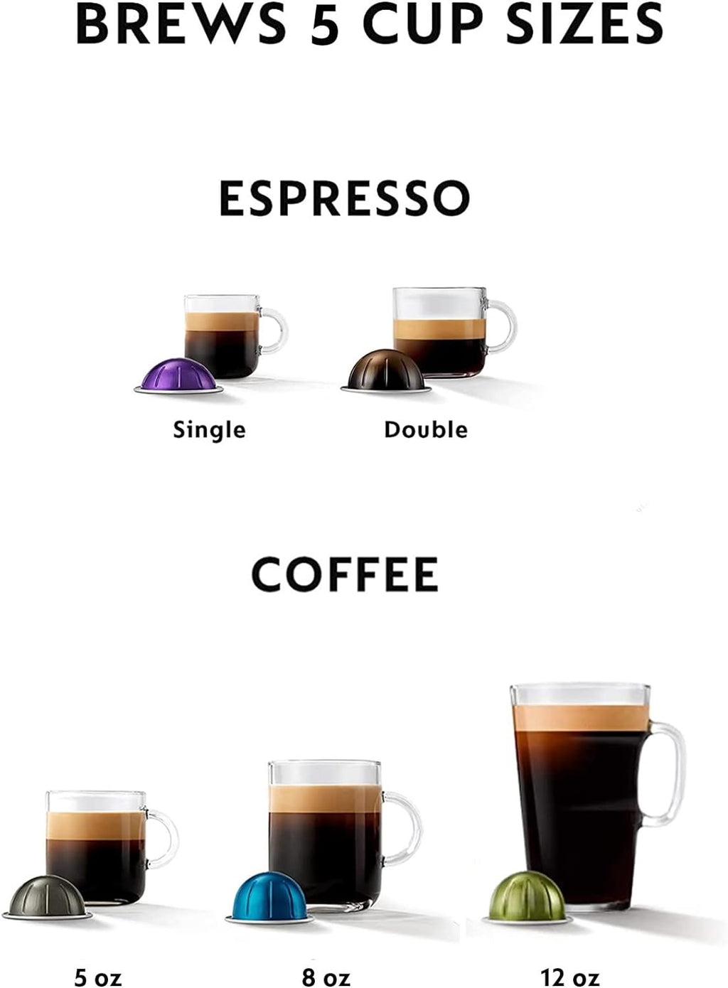 Nespresso Vertuo POP+ Deluxe Coffee and Espresso Machine by Breville, Titan and Capsules, Medium and Dark Roast Coffee, Variety Pack