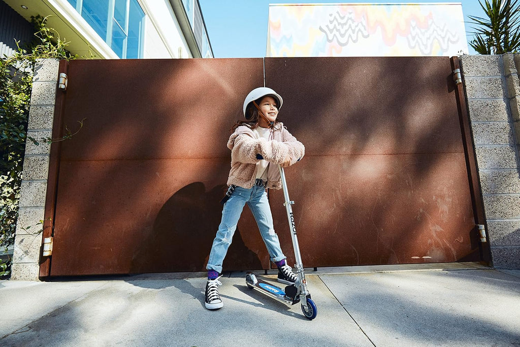 Razor A5 Lux Kick Scooter for Kids Ages 8+ - 8" Urethane Wheels, Anodized Finish Featuring Bold Colors and Graphics, for Riders up to 220 lbs