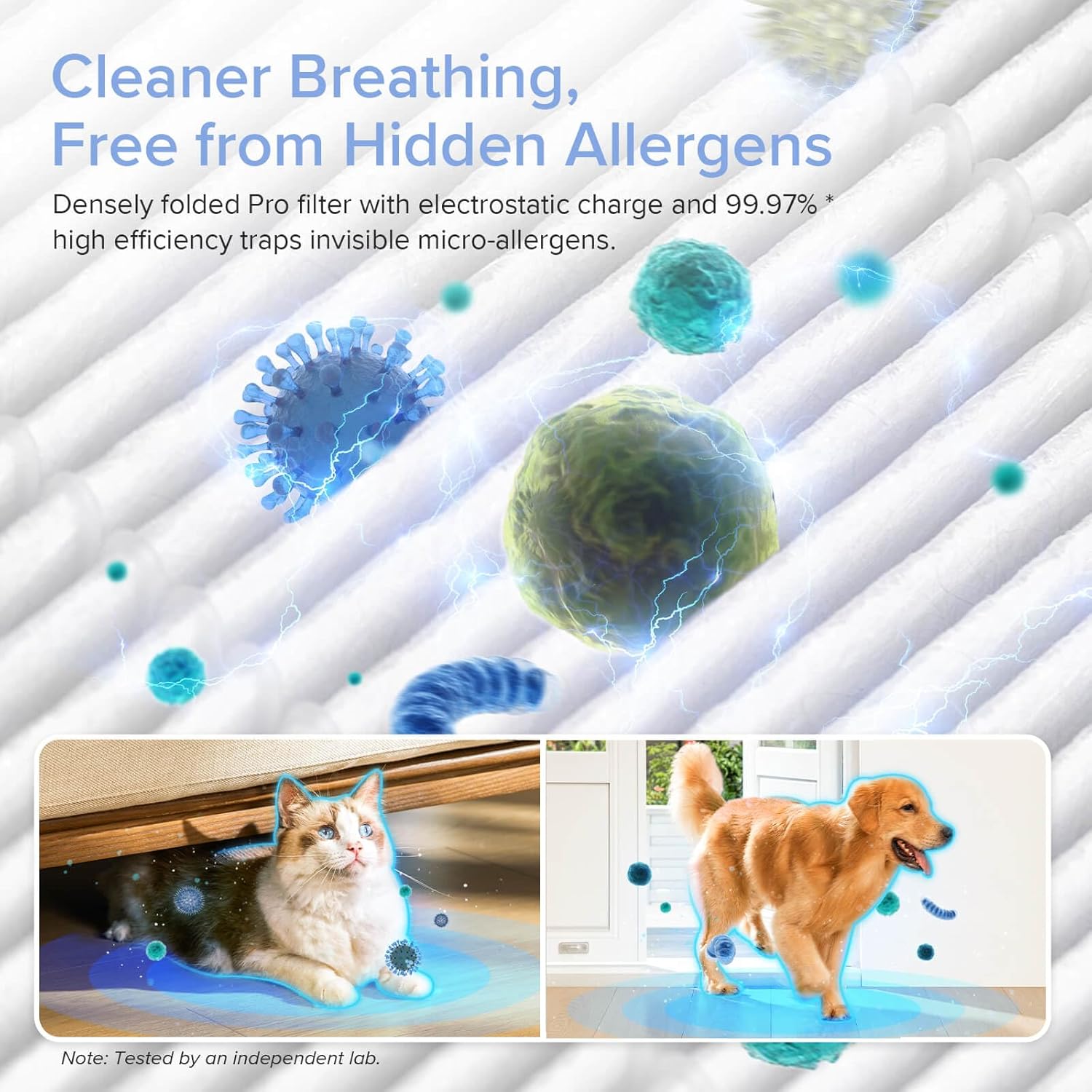 Air Purifiers for Home Large Room Bedroom Up to 1110 Ft² with Air Quality and Light Sensors, Smart WiFi, Washable Filters, HEPA Sleep Mode for Pets, Allergies, Dust, Pollen, Vital 100S-P, White