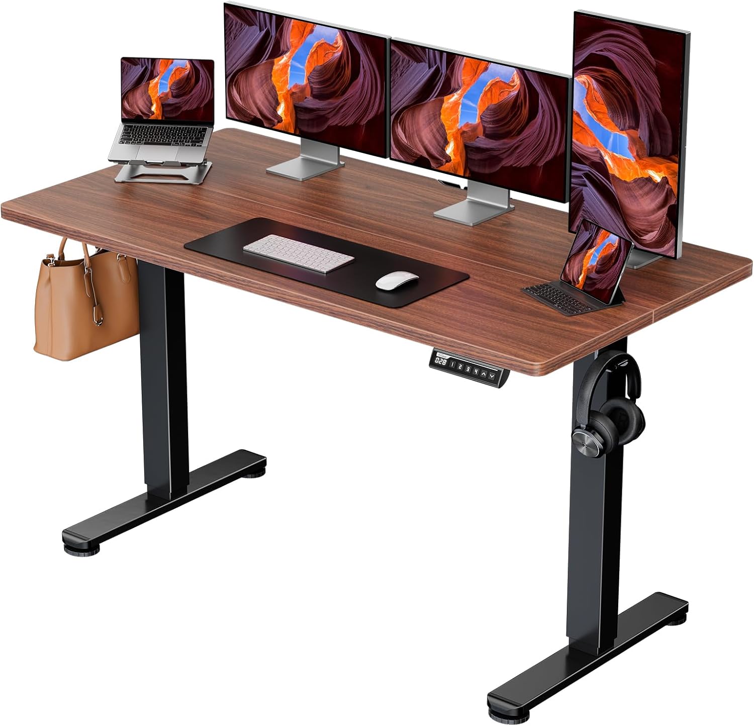 ErGear Height Adjustable Electric Standing Desk, 40 x 24 Inches Sit Stand up Desk, Memory Computer Home Office Desk (Light Vintage Brown)
