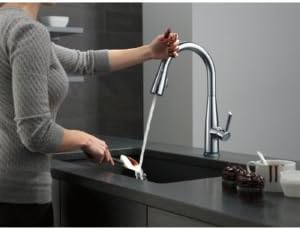 Delta Essa Touchless Kitchen Faucet with Touch Technology, Brushed Nickel Kitchen Sink Faucet with Pull Down Sprayer, Single Hole, Arctic Stainless 9113TL-AR-DST