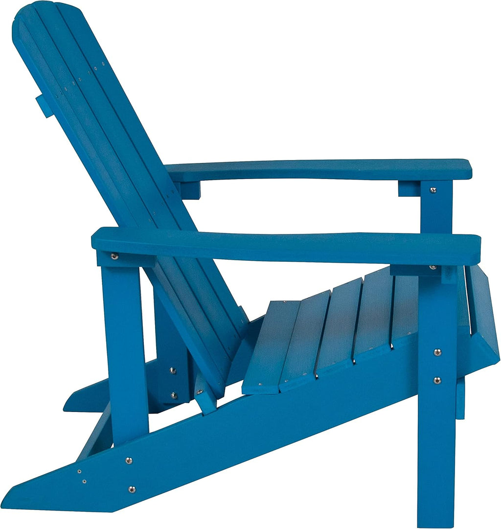 Flash Furniture Charlestown Commercial Grade Indoor/Outdoor Adirondack Chair, Weather Resistant Durable Poly Resin Deck and Patio Seating, Green