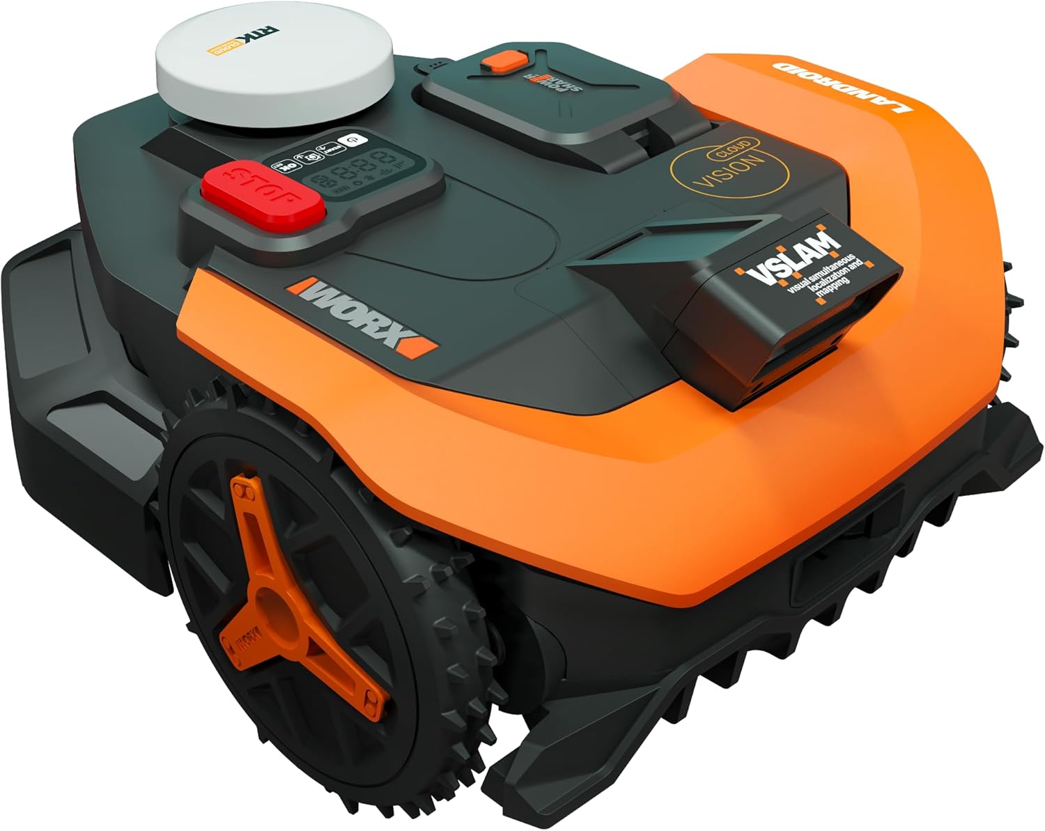 WORX Landroid Vision Cloud Robot Lawn Mower, No Perimeter Wire Robot Mower for 1/2 Acre, AI Obstacle Avoidance + RTK Cloud Navigation, 30% Slope, Auto Mapping, App Control, WR320
