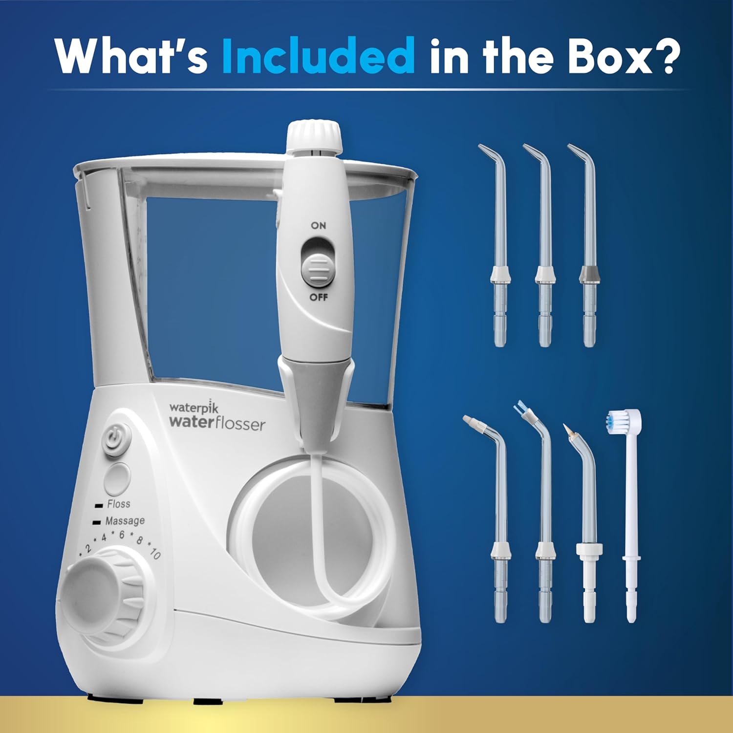 Waterpik Aquarius Water Flosser Professional For Teeth, Gums, Braces, Dental Care, Electric Power With 10 Settings, 7 Tips For Multiple Users And Needs, ADA Accepted, Gray WP-667, Packaging May Vary