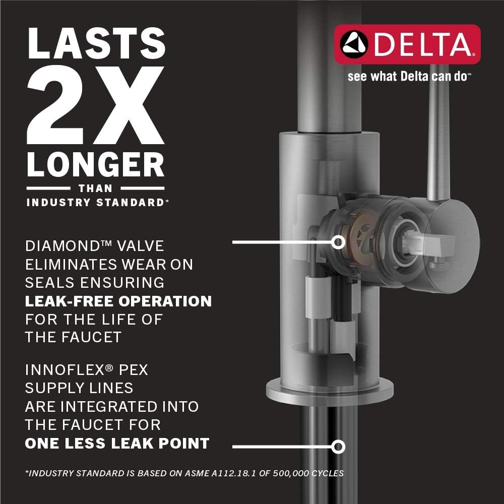 Delta Essa Touchless Kitchen Faucet with Touch Technology, Brushed Nickel Kitchen Sink Faucet with Pull Down Sprayer, Single Hole, Arctic Stainless 9113TL-AR-DST
