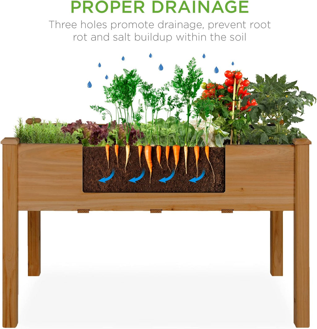 Best Choice Products 72x23x30in Raised Garden Bed, Elevated Wood Planter Box Stand for Backyard, Patio, Balcony w/Divider Panel, 6 Legs, 300lb Capacity - Natural