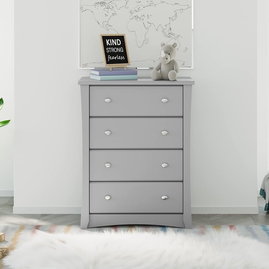 Storkcraft Crescent 6 Drawer Double Dresser (Pebble Gray) – GREENGUARD Gold Certified, For Nursery, Dresser, Kids Nursery Organizer, Chest of Drawers