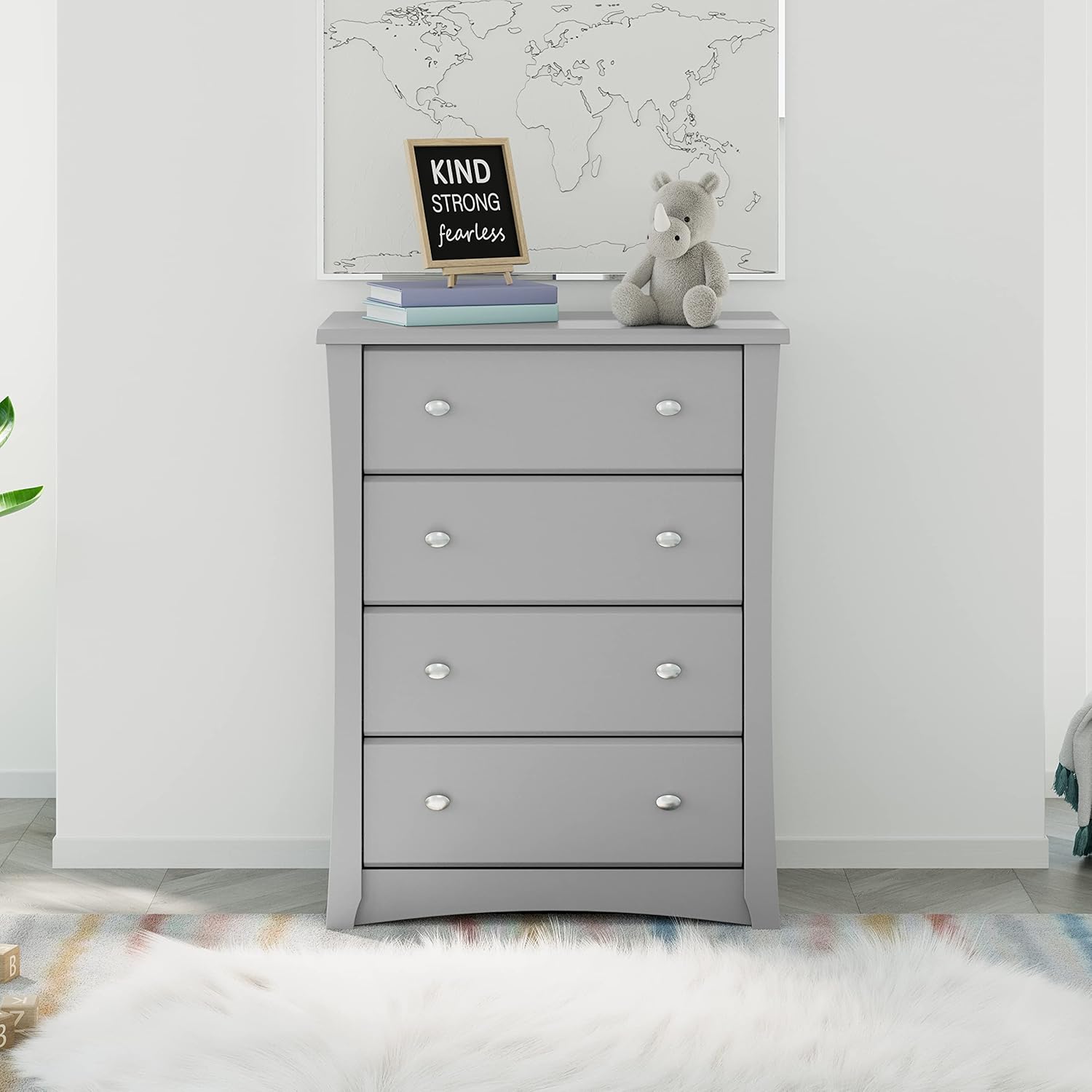 Storkcraft Crescent 6 Drawer Double Dresser (Pebble Gray) – GREENGUARD Gold Certified, For Nursery, Dresser, Kids Nursery Organizer, Chest of Drawers
