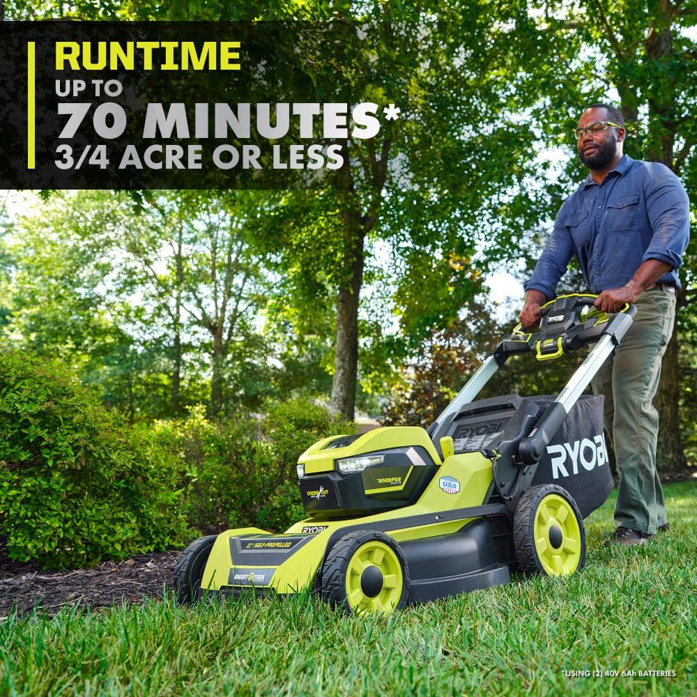 40V HP Brushless Whisper Series 21" Walk Behind Self-Propelled All Wheel Drive Lawn Mower-(2) 6.0 Ah Batteries & Charger