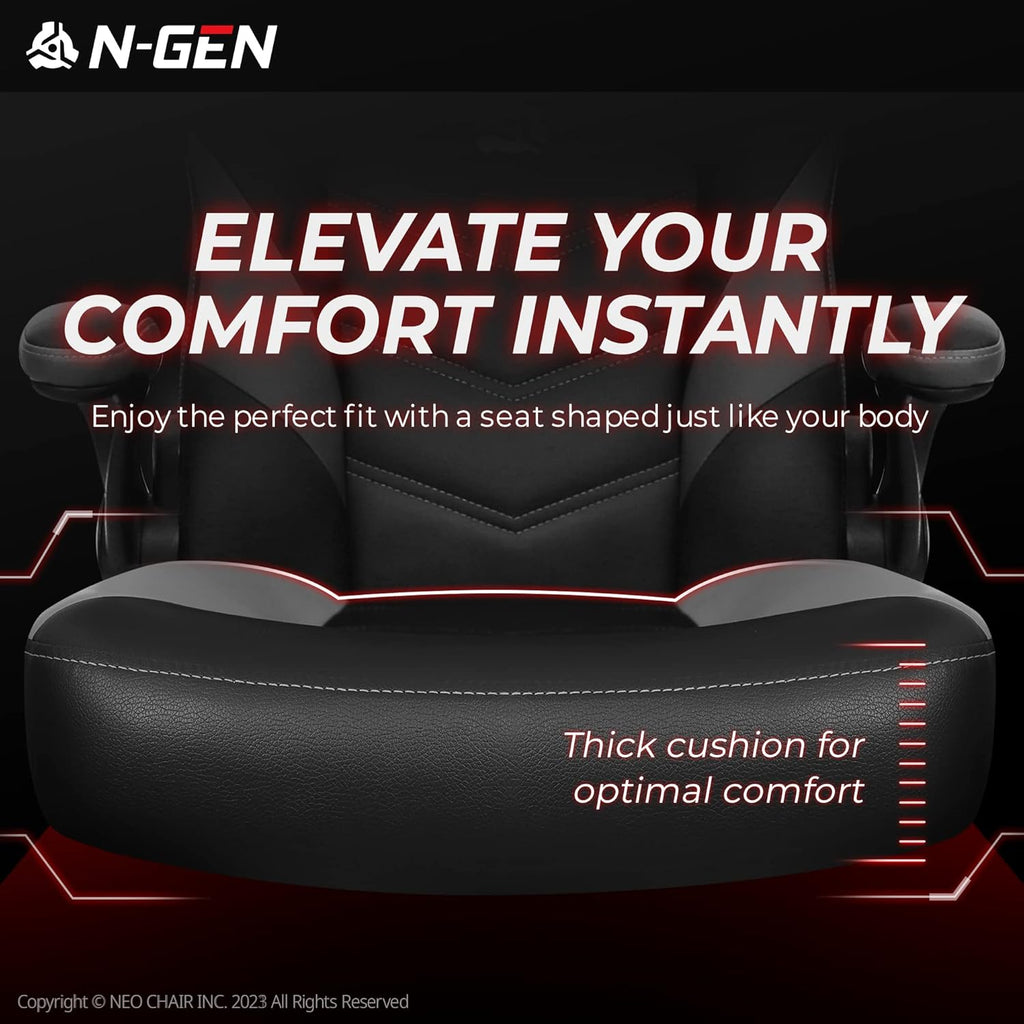N-GEN Video Gaming Computer Chair Ergonomic Office Chair Desk Chair with Lumbar Support Flip Up Arms Adjustable Height Swivel PU Leather Executive with Wheels for Adults Women Men (Pink)
