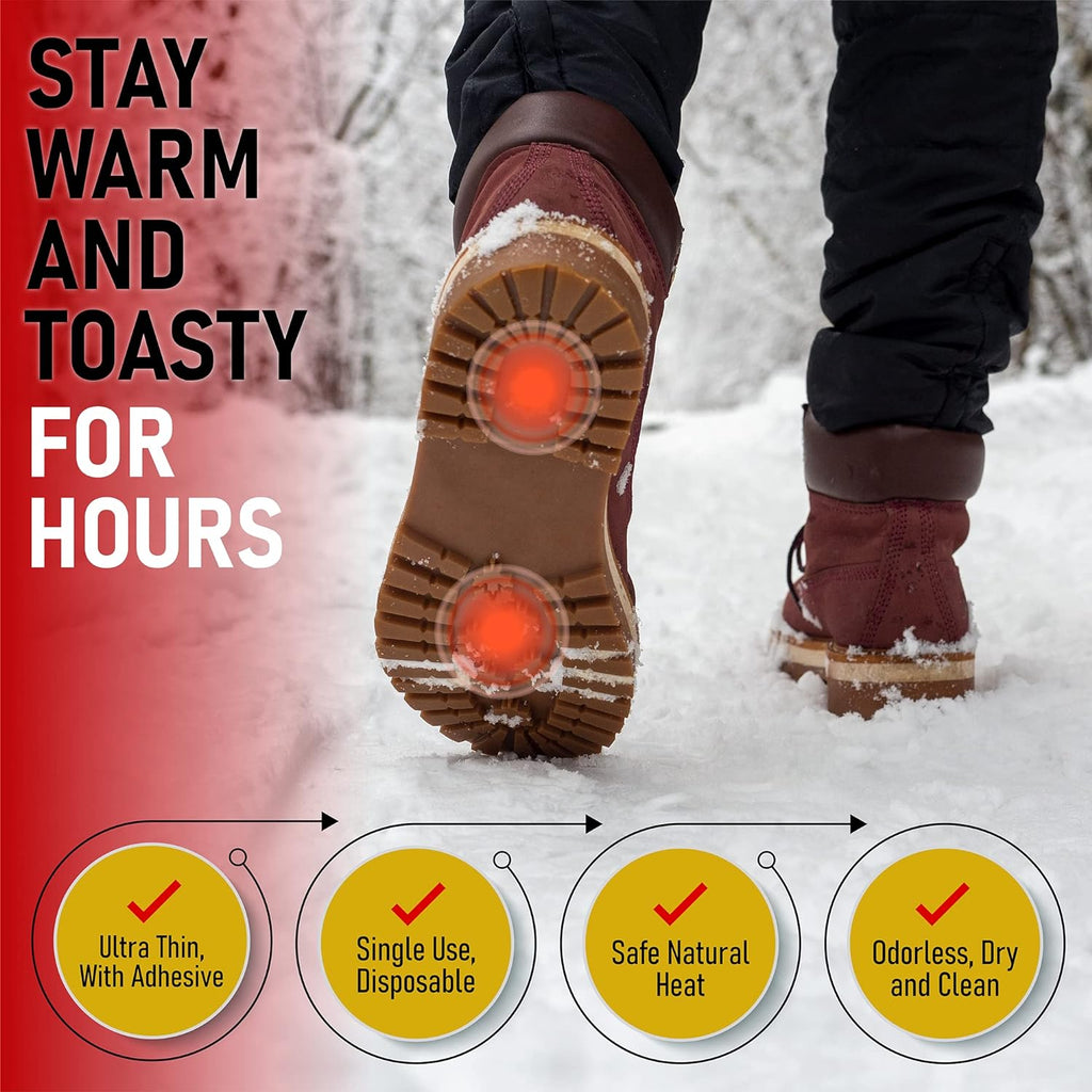 Insole Foot Warmers - Up to 10 Hours of Heat, Easily Apply with Adhesive - Ultra Thin, Easy, All Natural - Air Activated, Odorless Hot Insole Warmers - Sport Temp