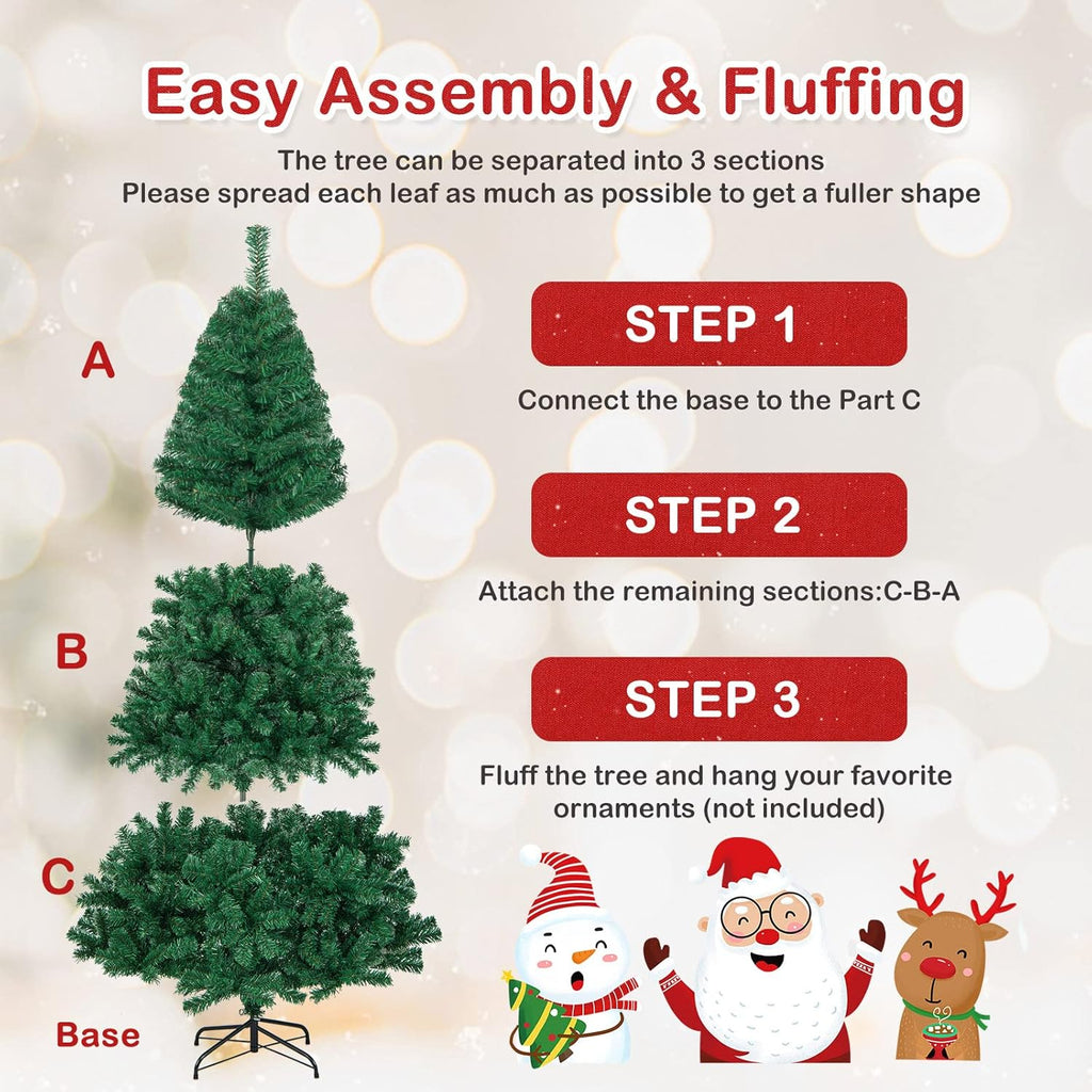 Goplus 7ft Artificial White Christmas Tree Xmas Pine Tree with Solid Metal Legs Perfect for Indoor and Outdoor Holiday Decoration