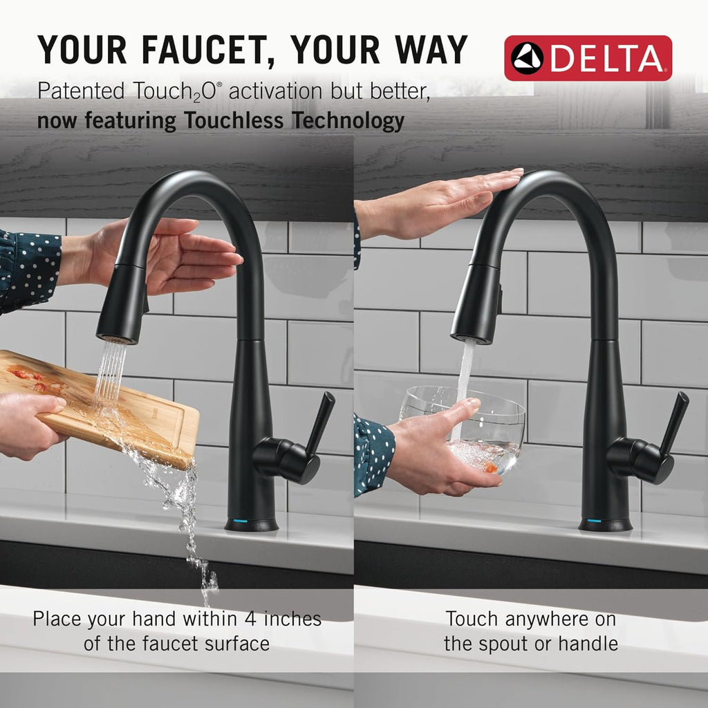 Delta Essa Touchless Kitchen Faucet with Touch Technology, Brushed Nickel Kitchen Sink Faucet with Pull Down Sprayer, Single Hole, Arctic Stainless 9113TL-AR-DST