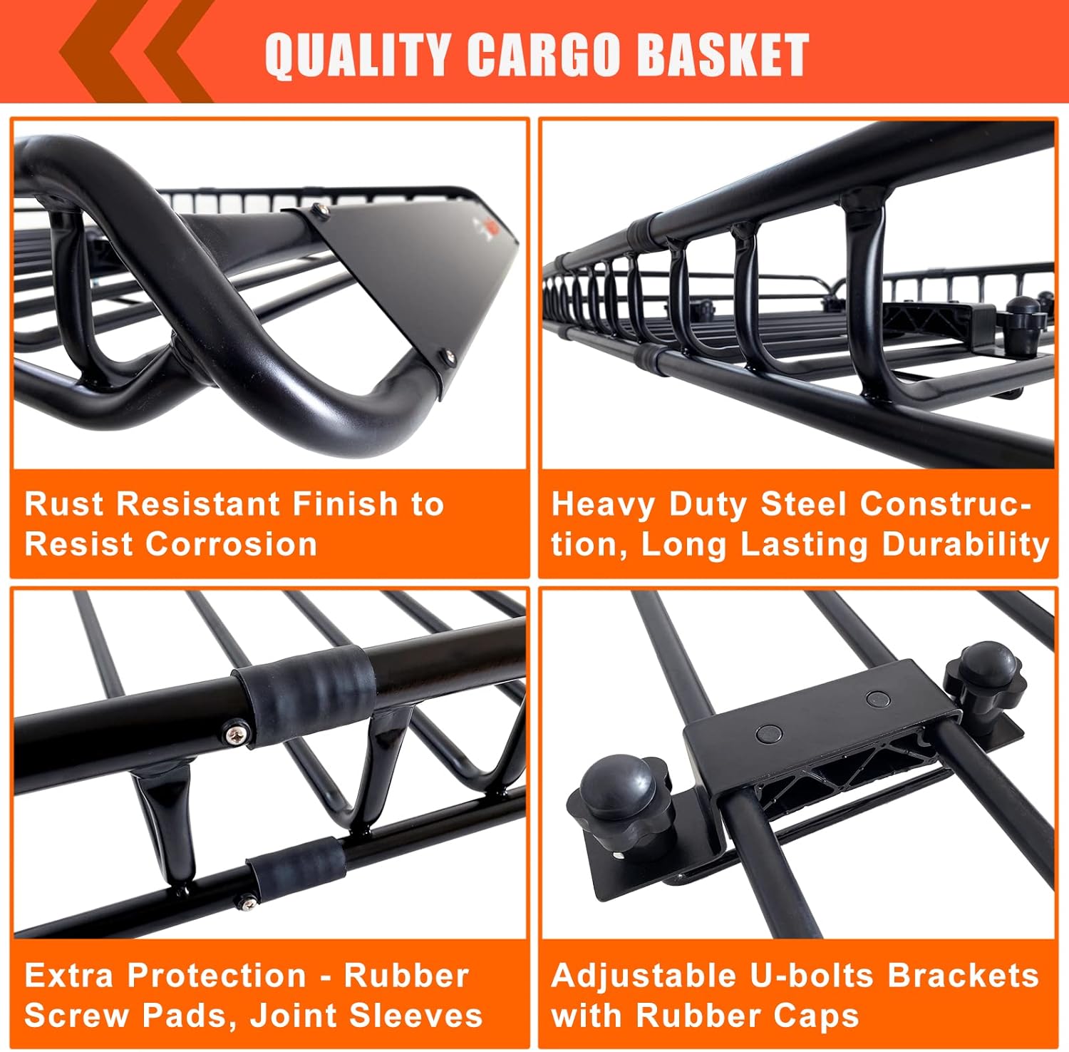 MeeFar High Rail Trailer Folding Hitch Mount Cargo Carrier Basket 60" X 24" X 14"+Waterproof Cargo Bag 20 cu ft(59" 24" 24"), Capacity of 500 Lbs with Hitch Stabilizer, Net, Lock and Straps