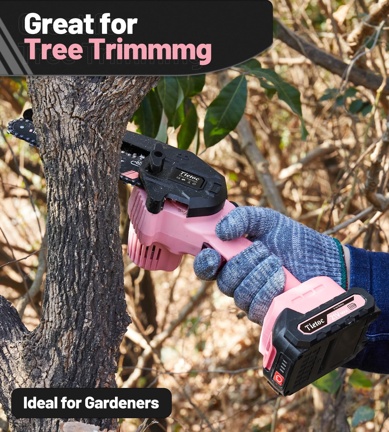 Tietoc Mini Chainsaw 6 Inch Cordless, Portable Electric Chain Saw Small Handheld Battery Powered Super Saws, Stocking Stuffers Christmas Gifts for Men Women, Birthday Mens Gift for Dad Fathers Husband
