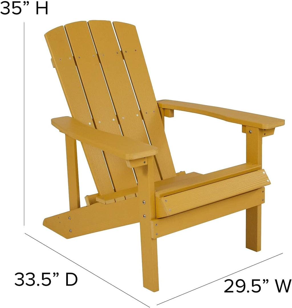 Flash Furniture Charlestown Commercial Grade Indoor/Outdoor Adirondack Chair, Weather Resistant Durable Poly Resin Deck and Patio Seating, Green