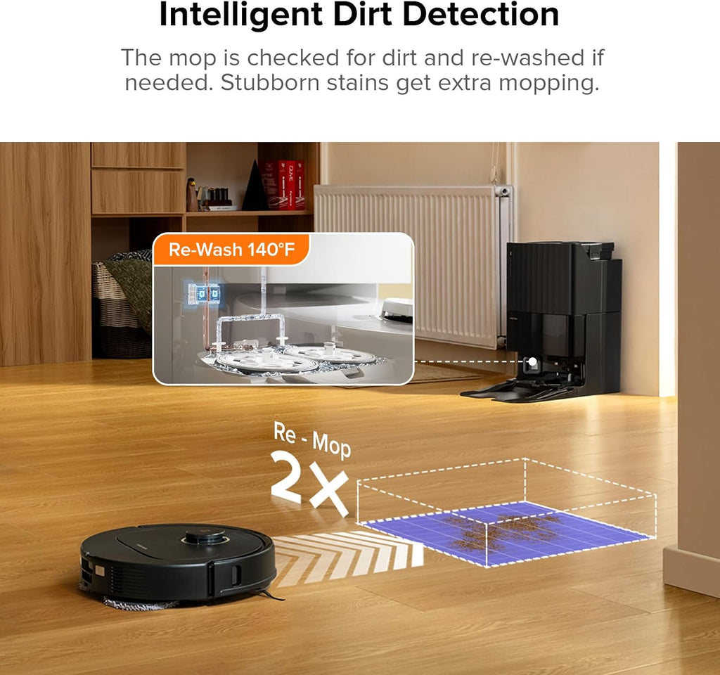 roborock Qrevo S5V Robot Vacuum and Mop, FlexiArm Edge Mopping, 12,000Pa Suction, Dual Zero-Tangle System, Smart Obstacle Avoidance, 10mm Mop Lifting, Auto Mop Washing&Drying, Self-Emptying&Refilling