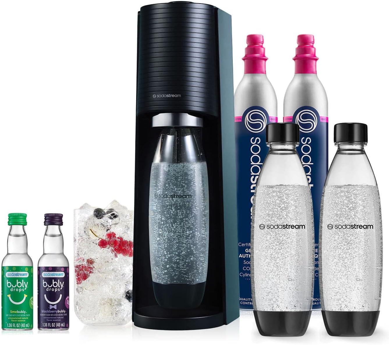 SodaStream Terra Sparkling Water Maker (Red) with CO2, Dishwasher Safe Bottle and Bubly Drop